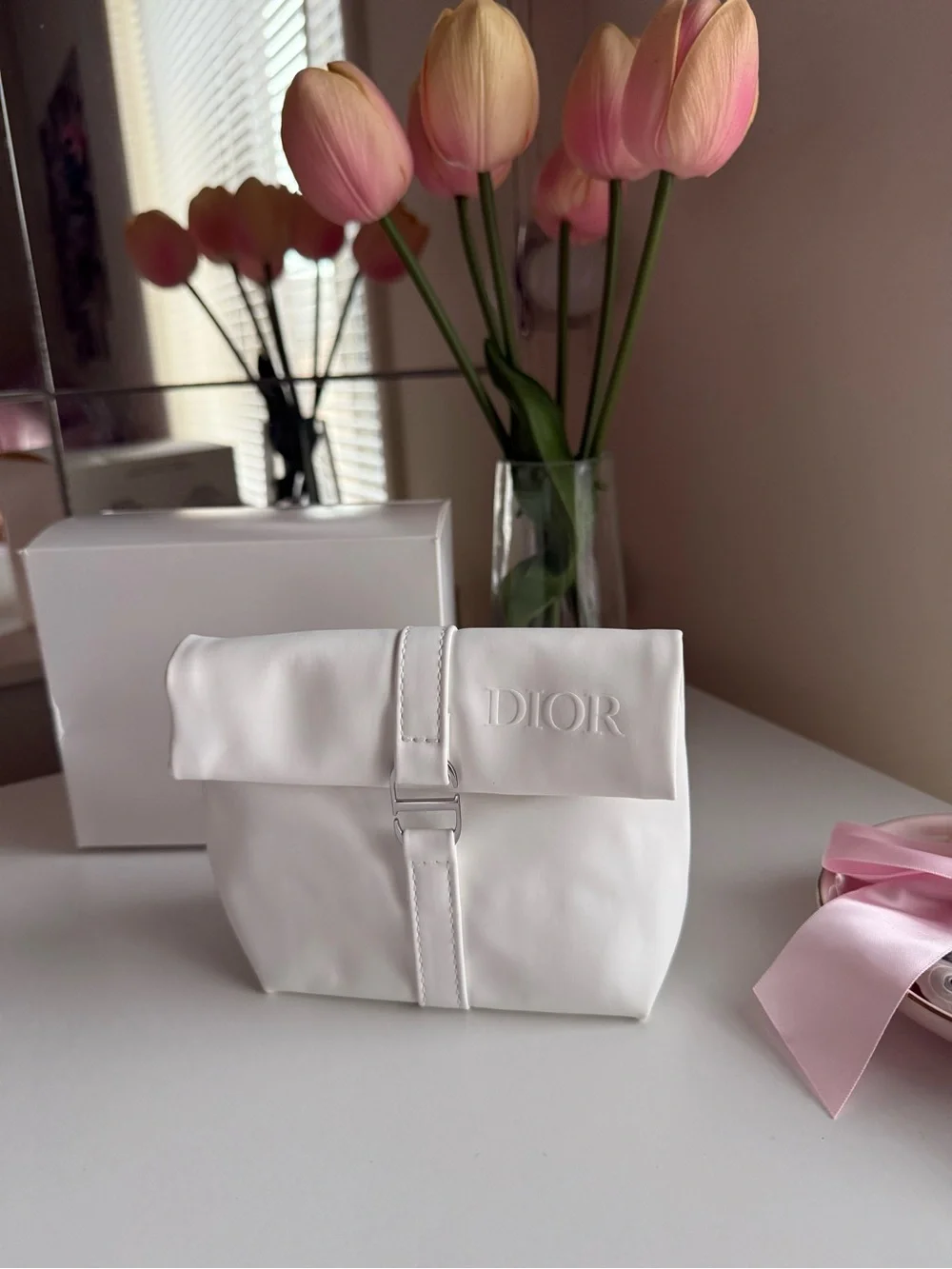 Dior White pouch bag